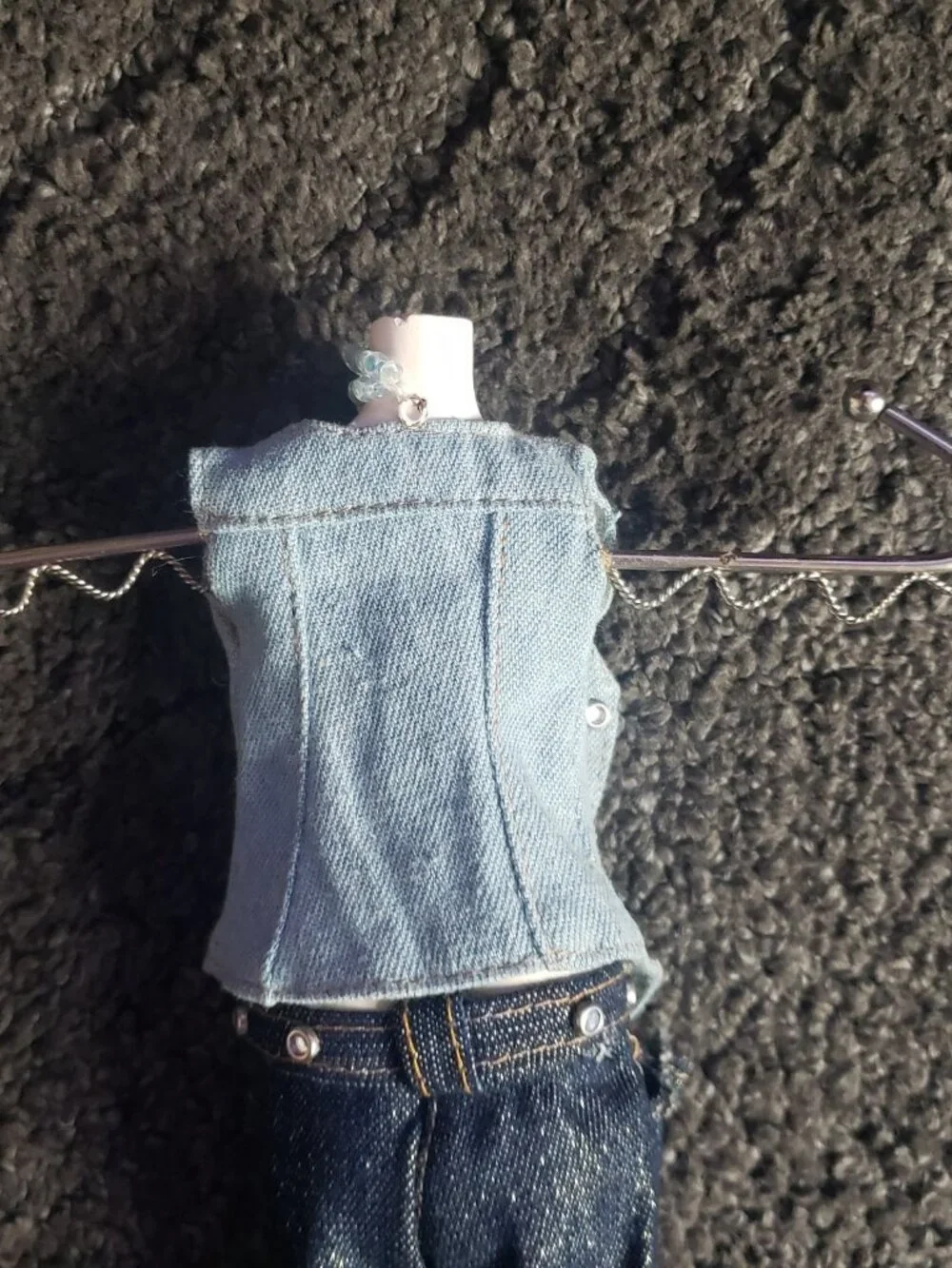 S.S. Sarna Jewelry Holder Casual Outfit Denim Vest White Top Jeans 6236